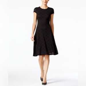 NWT Alfani Black Lace Fit and Flare Dress; Floral Lace Length Easy Wear 10